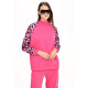 Pembe Leopar Desen Sweatshirt