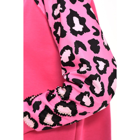 Pembe Leopar Desen Sweatshirt