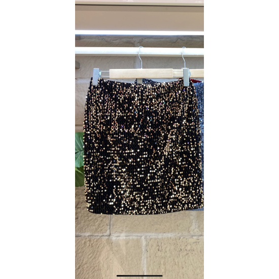 Siyah/Gold Pul Payet Mini Etek