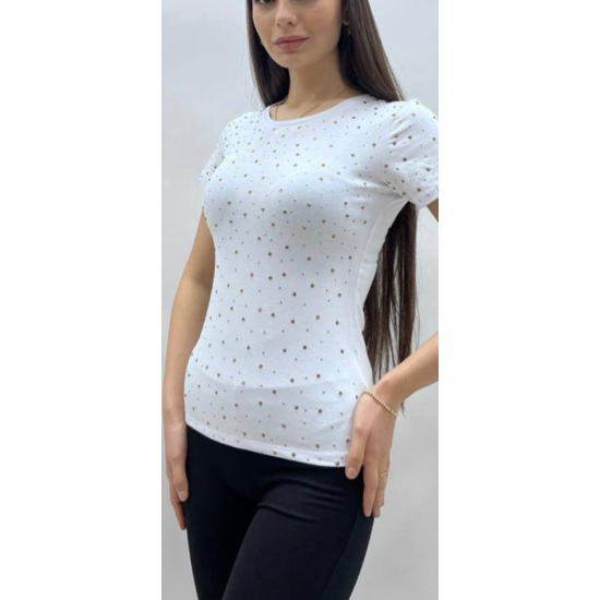 Beyaz Gold Taş T-shirt